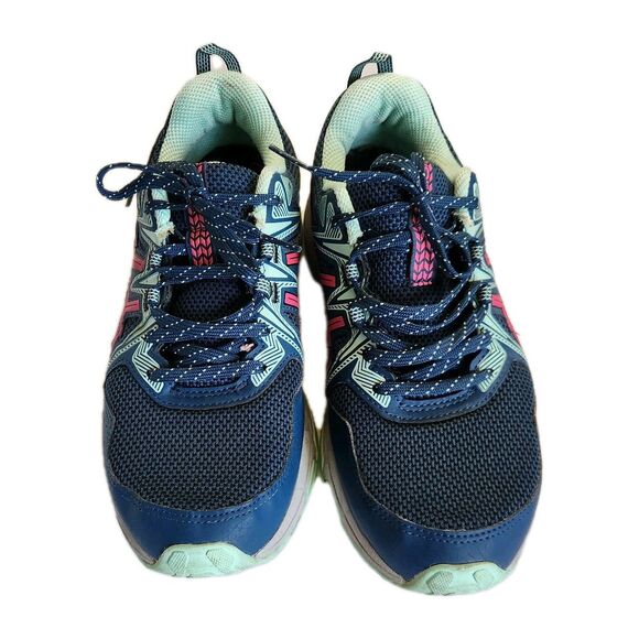 Asics Women’s Preowned Athletic Gym Running Shoes Navy Blue Pink Laceup Size 10 - Picture 2 of 9